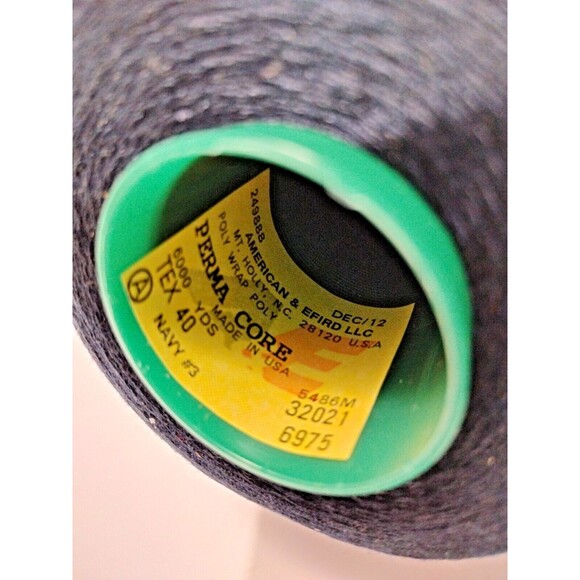 Perma Core Poly-wrap Poly Sewing Thread Tex-40 Navy Blue #3- 6,000 Yds per Spool - Picture 3 of 3
